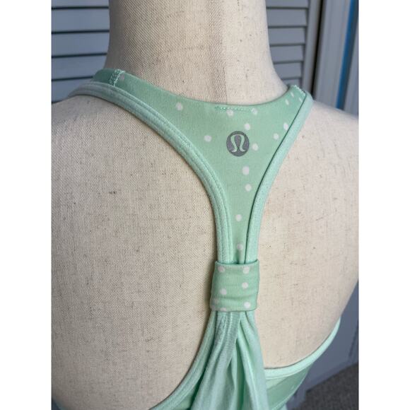 Lululemon athletic work-out tank built in bra light green white polka dot size 8 - Picture 5 of 6
